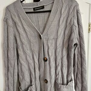 Mihokerty Women's Gray Cable Knit Cardigan